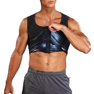 Men’s Fitness Sports Zipper Vest Corset Home Body Slimming Sauna Suit