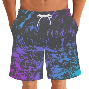 Men’s Fitness Swim Trunk Breathable Windproof Quick Dry Seamless 1 Piece Swimwear with Short Print Design