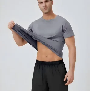 Men’s Fitness Training Clothes Loose T shirts Running Sportswear Knitted Stretch Quick Drying Clothing