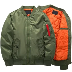 Men’s Flight Bomber Jacket Windproof Warm for Winter Padded Thin Authentic Bomber Coat Oversize