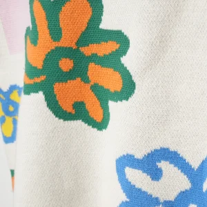 Men’s Floral Knit Vest V Neck Sleeveless Sweater Vest Colorful Flower Pattern Streetwear Knitwear Cotton