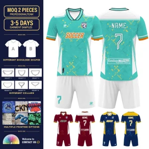 Men’s Football Jersey Football Team Wear 100% Polyester Football T Shirt and Shorts Plus Size for Club
