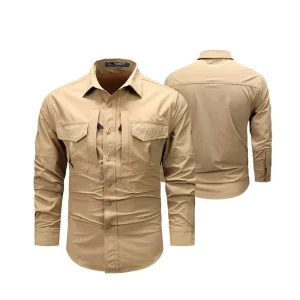 Men’s Full Sleeve Quick Dry Waterproof Tactical Shirt Long Sleeve for Hiking Climbing Hunting Formal Casual Shirt