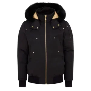Men’s Fur Trim Hooded Bomber Jacket Custom Logo Plus Size Winter Padded Down Coat with Zipper and Snap Buttons