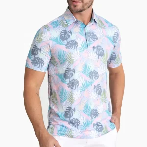 Men’s Golf Apparel New Design 92% Polyester 8% Spandex Sublimation Print Quick Dry Slim Fit Golf Polo T Shirt
