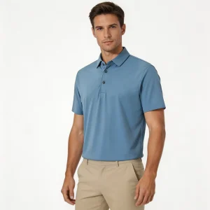 Men’s Golf Polo Custom Lightweight Stretchy Moisture Wicking Short Sleeve Collared Casual Athletic Top