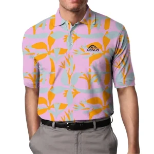 Men’s Golf Polo Premium Polo Shirts High Stretch Sublimation Printing Polyester Spandex Performance Golf Shirt Clothing
