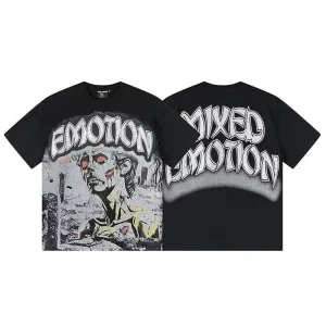 Men’s Gothic Horror Zombie Solid T-Shirt 300 Grams Casual Short Sleeve Anti-Wrinkle Hip Hop Streetwear