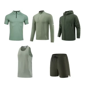 Men’s Gym Set Compression Shirt and Joggers Quick Dry Workout Clothing Elastic Activewear