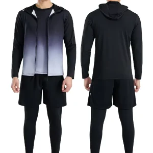 Men’s Gym Set Compression Shirt and Joggers Quick Dry Workout Clothing Elastic Activewear