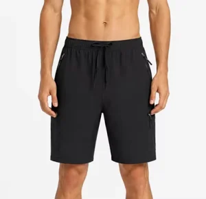Mens Gym Shorts Zipper Pockets Quick Dry Stretch Lightweight Drawstring ODM OEM Design Service for Outdoor Fishing
