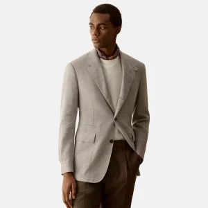 Mens Half Canvas Linen Wool Blend Slim Fit Single Breasted Notch Lapel Office Daily Wear Men’s Suit Blazer