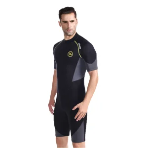 Men’s Half Leg Full Scuba Wetsuit with Sleeves Breathable Swimming and Diving Shorty