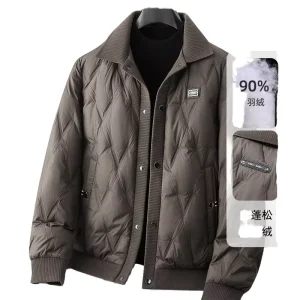 Men’s Heated Motorcycle Jacket Streetwear Warm Threaded Lapel Workwear for Autumn Winter Casual Fashion 90% Duck Youth