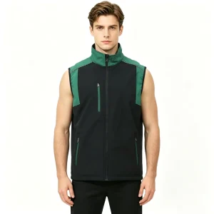 Men’s Heated Quilted Puffer Vest Spring Warm Sleeveless Jacket Zipper Closure Stand Collar Lightweight Outdoor