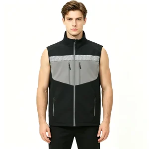 Men’s Heated Velour Zipper Sleeveless Jacket Multi Pocket Utility Vest Outdoor Travel Photography Waistcoat