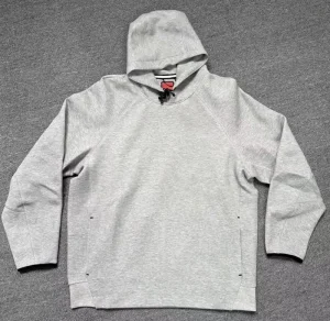 Men’s Heather Grey Tech Fleece Pullover Hoodie with Zipper Closure Breathable Autumn Casual Athletic Sweatshirt