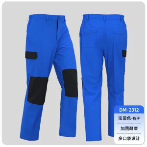 Men’s Heavy-Duty Color-Block Safety Workwear Pants with Multi-Pocket Design Polyester Material for Auto Repair & Electrical Work