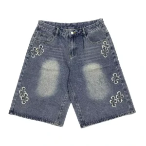 Men’s Heavy Duty Woven Denim Shorts 100% Cotton Vintage Straight Style Summer Casual High Street Trend