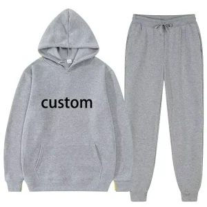 Men’s Heavyweight Sweatshirt and Sweatpants Hoodie Set, Custom Oversized, Autumn