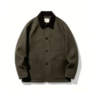 Men’s Heavyweight Wool Blend Waterproof Winter Jacket Windproof Utility Shirt Custom Americana Workwear Front Design