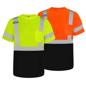 Men’s Hi Vis Construction Short Sleeve T Shirt Hi Vis Workwear Reflective Safety Polo T Shirt With Reflective Tapes