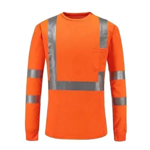 Men’s Hi-Vis Construction Work Shirts Comfortable Long Sleeve T-Shirt Hi Vis Reflective Safety Shirt