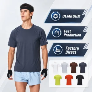 Men’s High Elastic Fabric Unisex Crew Neck Sports T Shirts Quick Dry Breathable Top Running Gym Outdoor Sportswear Men Clothes