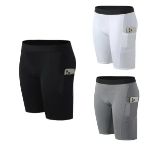 Men’s High Elastic Quick Drying Breathable Four Way Stretch Spandex Polyester Anti Bacterial Spring Five Point Basketball