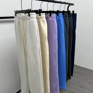 Men’s High End Custom Logo Cotton Jogging Pants Straight Fit Grey Sweatpants for Sports & Street Style