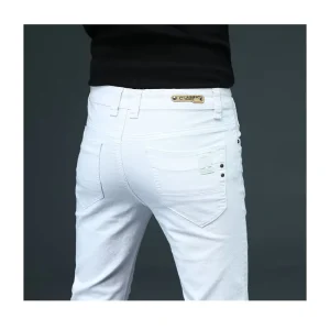 Men’s High Premium Quality Spring White Trousers Straight Loose Light Colored Long Jeans