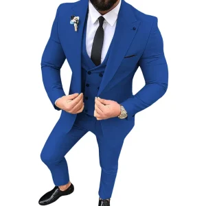 Men’s High Quality 3 Piece Wedding Groom Suits Slim Fit Single Breasted Business Suits Worsted Fabric Jacket Vest
