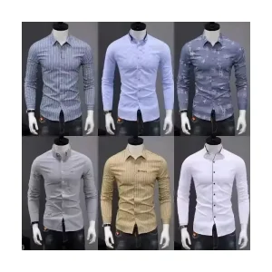 Men’s High Quality Casual Shirts Long Sleeve Solid Color Floral Pattern Summer Plain Dyed