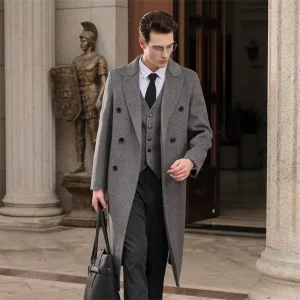 Men’s High Quality Eco Friendly Breathable Anti Wrinkle Pure Wool Blazer V Neck Slim Fit Warm and Comfortable