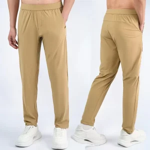 Men’s High Quality Elastic Drawstring Skinny Trousers Thick Breathable Sports Pants Fashionable Bind Solid Summer Style