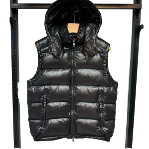 Men’s High Quality Sleeveless Down Vest with Detachable Hood Formal Winter Outer Wear Polyester Fabric Loose and Warm