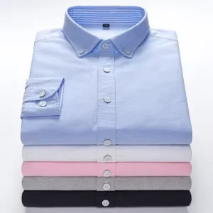 Men’s High Quality Twill Dress Shirts Factory Custom Printed Button Long Sleeve Solid Casual Anti-Pilling