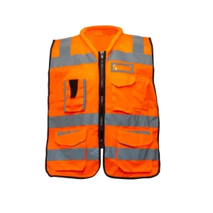 Men’s High Visibility Polyester Safety Vest Breathable Workwear with Reflective Security Features Customizable Logo Support