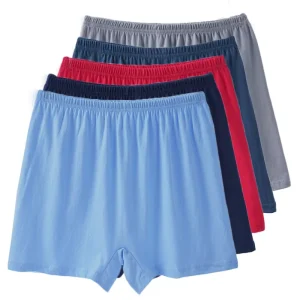 Men’s High Waist 100% Cotton Boxer Briefs Plus Size Loose Comfort Underwear for Elderly Men