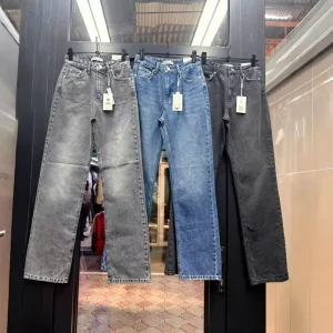 Men’s High Waist Straight Leg Boyfriend Denim Jeans Sporty Quick Dry Summer Pants in Multi Colors for Streetwear