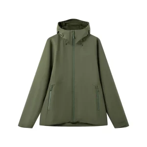 Men’s Hiking Softshell Jacket Breathable Waterproof Windproof Hooded Coat with Underarm Ventilzation Zips for Trekking Camping