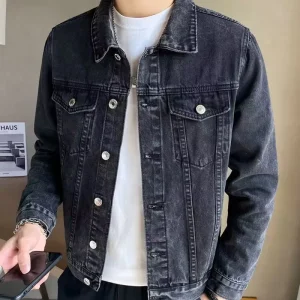 Men’s Hong Kong Style Spring Autumn Denim Jacket Fashionable Korean Style Ins Casual Coat with Loose Handsome Stitching