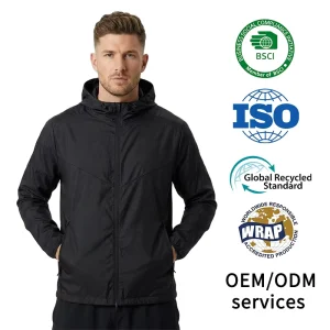 Men’s Hooded Windbreaker Jacket for Outdoor Winter Casual
