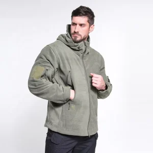 Men’s Hooded Zip up Heavy Winter Fleece Jacket Warm Jacket Windproof Outdoor Sports Microfleece Polar Coral Fleece Jacket