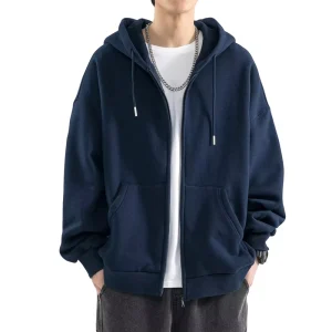 Men’s Hoodie Autumn Styles American Heavyweight Jacket Trendy Men’s Hooded Sweatshirts Outerwear Blank Fleece Hoodies