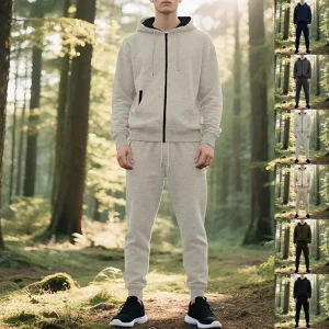 Men’s Hoodie Tracksuit Long Sleeve Athletic Zipper Jacket Pants Set Custom Logo Casual Set Jogging Track Sweat Suit