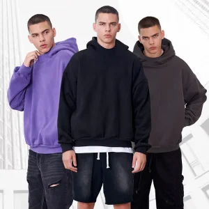 Men’s Hoodies 400gsm Pullover Hoodies High Quality Oversized Cropped Hoodies Men Sweatshirts Hooded Custom Heavyweight Cotton