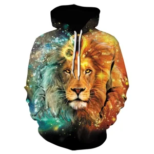 Men’s Hoodies & Sweatshirts Men’s 3D Sweatshirt Hoodies Lion Printed Polyester Hoodie