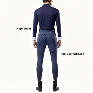Men’s Horse Riding Leggings Equestrian Breeches Full Seat Silicone Leggings Side Pockets Horse Riding Pants Silicone Leggings
