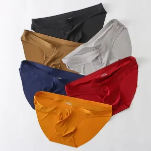 Men’s Ice Silk Seamless Underwear Briefs Convex Quick Dry Solid Color